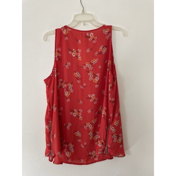 Maurices Floral Sleeveless Round Neck Zippers Sheer Detail Size XL - Picture 2 of 4